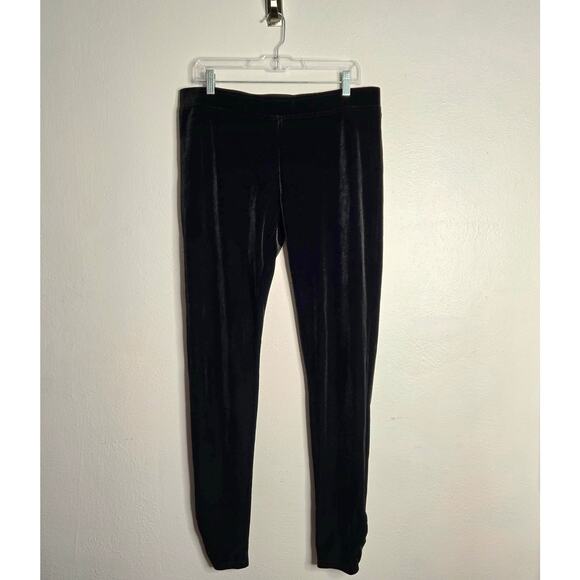 Double D Ranch Black Velvet Legging Size XL Ruched Ankle Bohemian Goth Chic - Picture 1 of 8